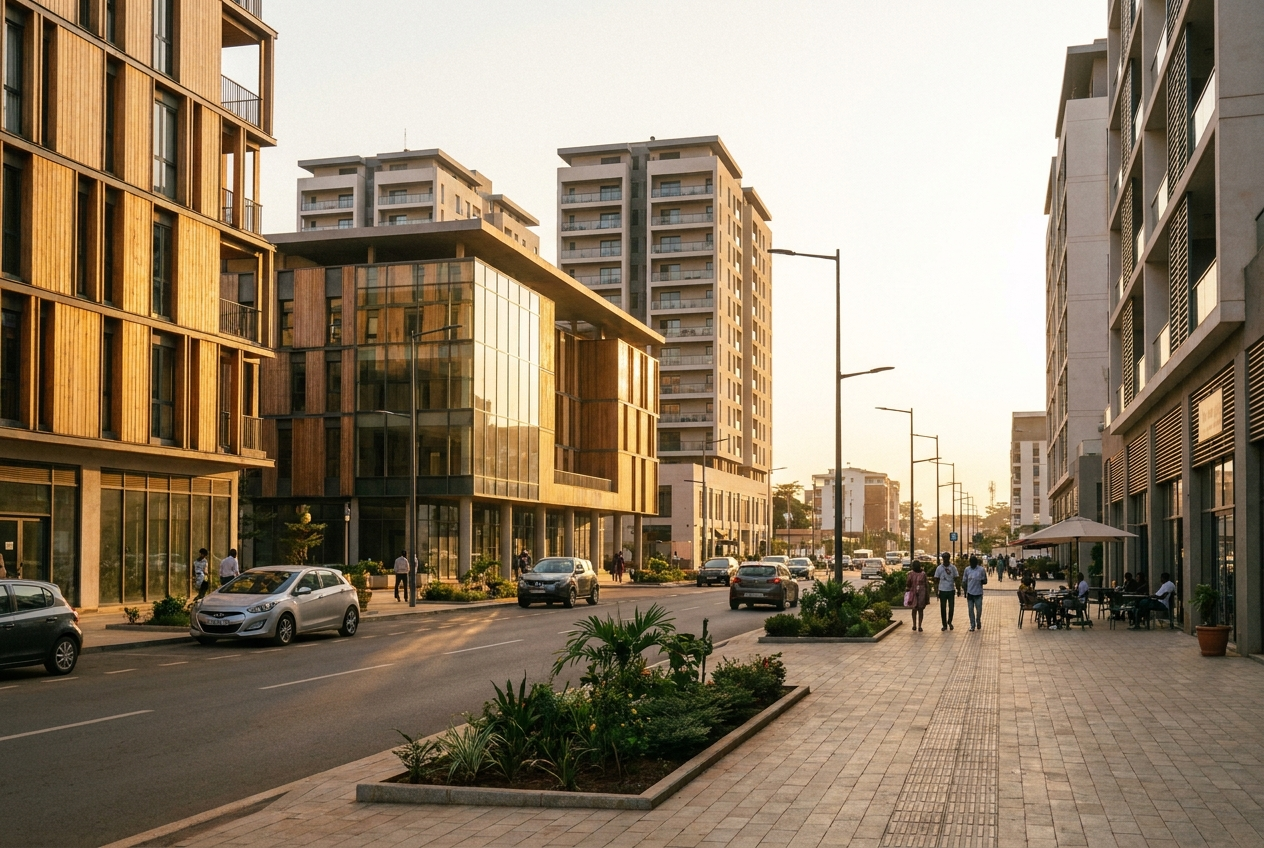 Rue moderne d'une ville camerounaise